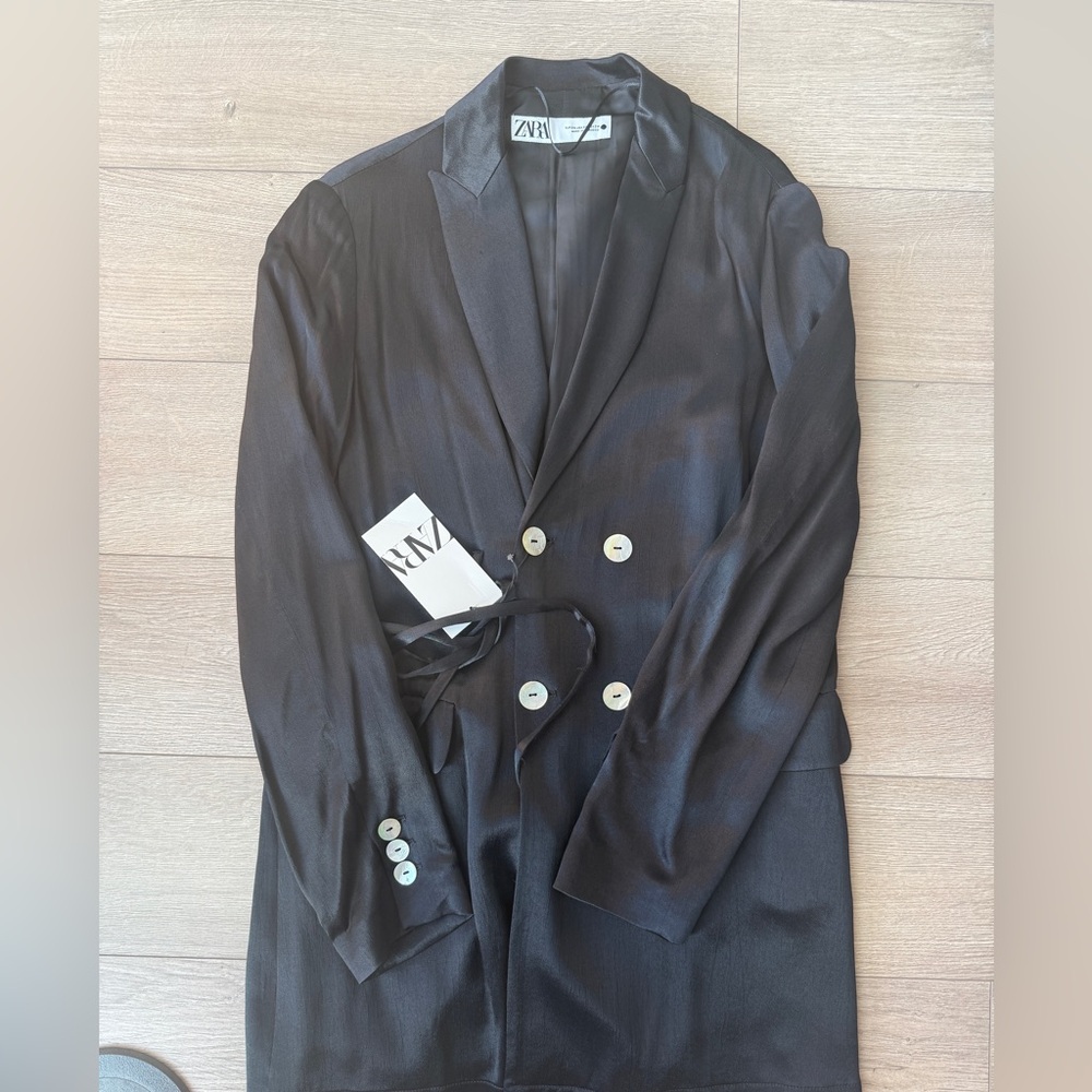 Zara Collection Women's Flowy Black Satin Blazer | NWT | Size XS - Picture 5 of 5